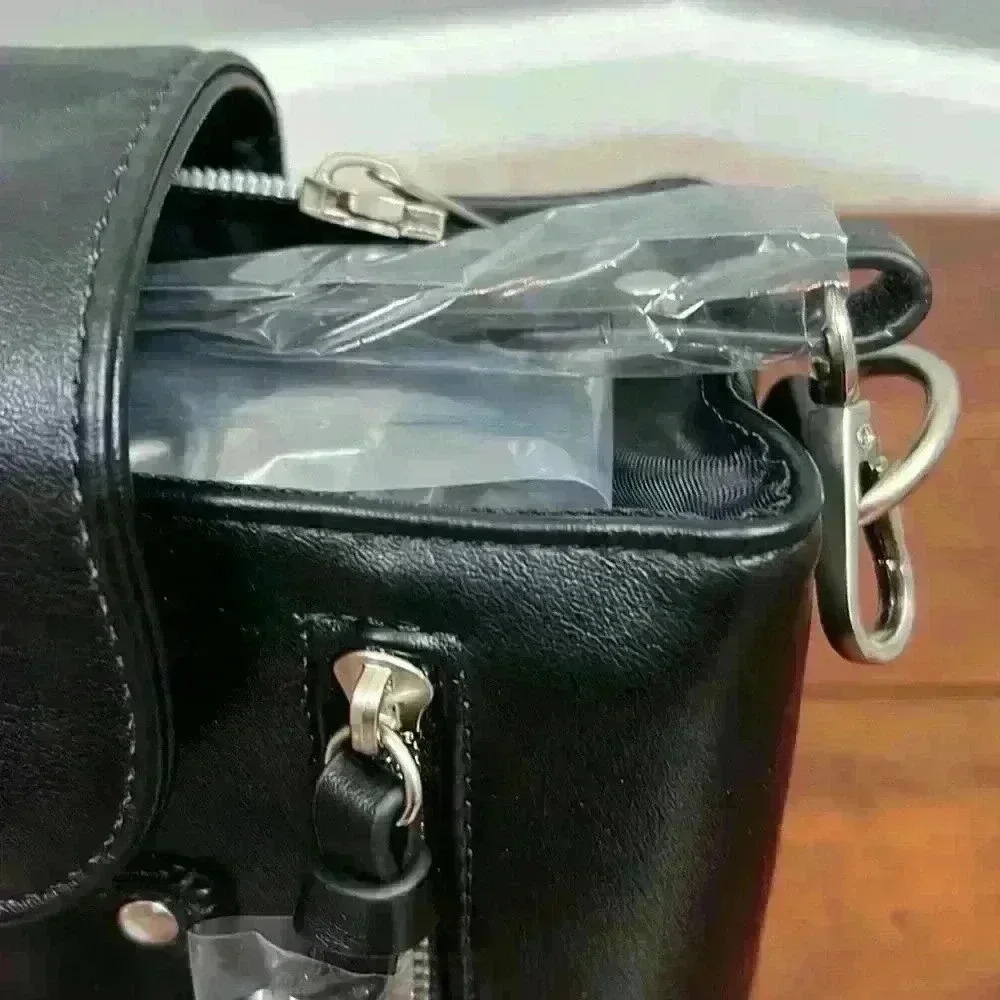 Back Leather Small Diaper Bag Crossbody Purse, Stylish Stroller Organizer Caddy - Picture 4 of 8